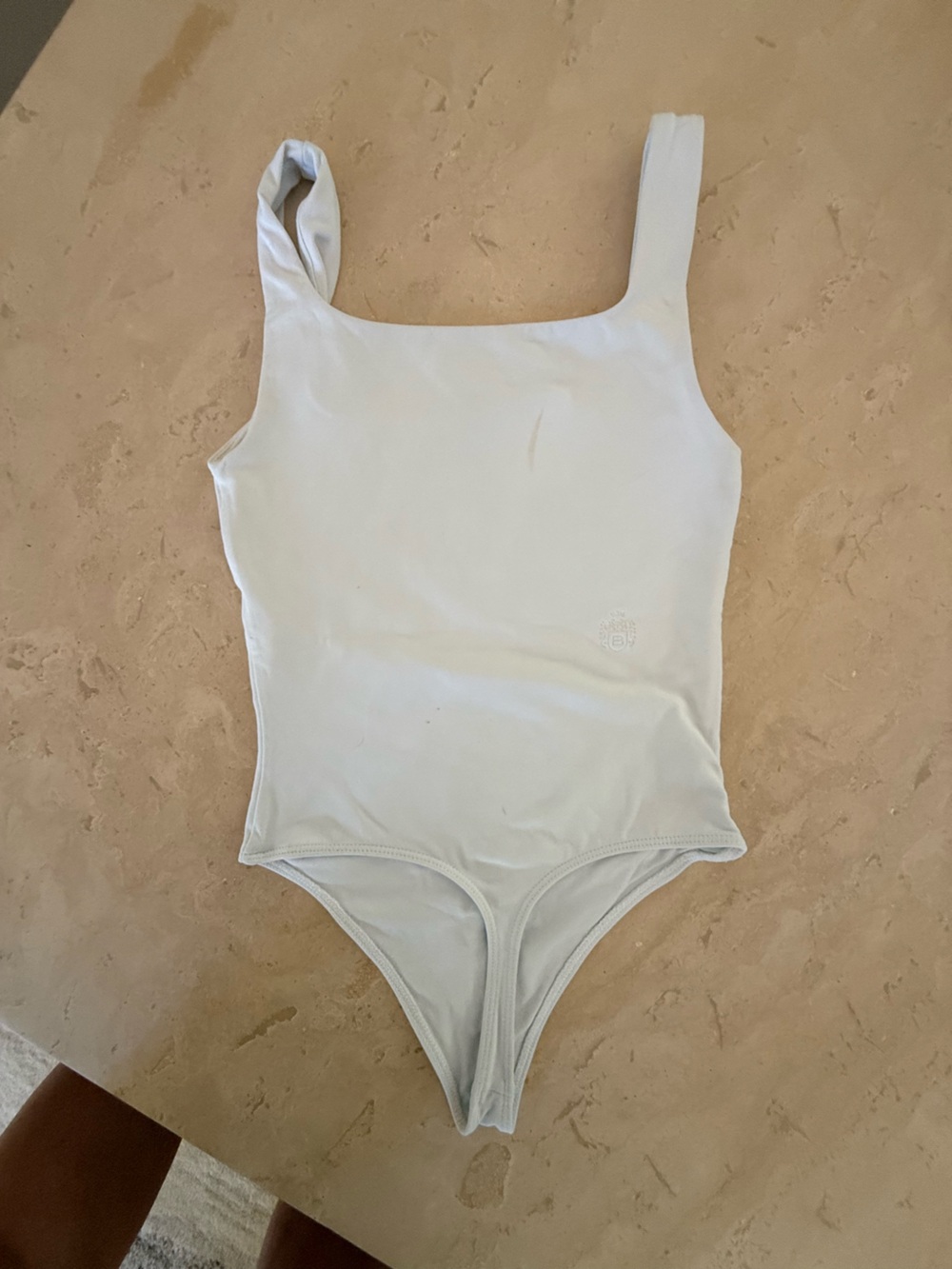 Babaton Aritzia White Square-Neck One-Piece Bodysuit - Picture 2 of 3